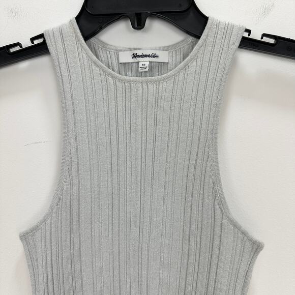 Madewell The Signature Shimmer Knit Cutaway Sweater Tank Ribbed Gray XS NWT - Picture 9 of 12